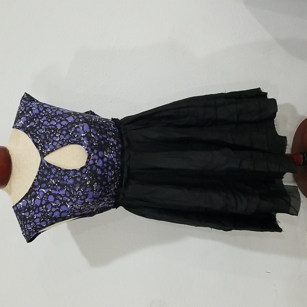 Bebe Blue and Black Key Hole Mini Dress Size Small